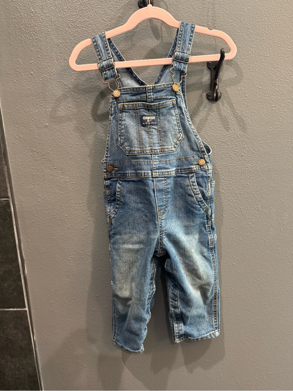 OshKosh B'gosh Denim Overalls in Light and Medium Blue Wash